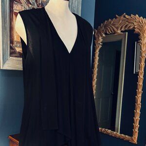 Black V-Neck Sleeveless Tunic Top by Mermerize - Size XL